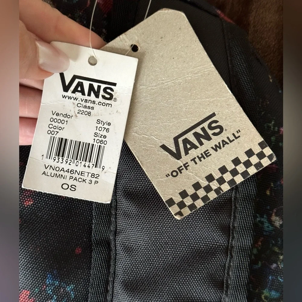 Vans Alumni Backpack - Black with Multicolor Pattern NWT